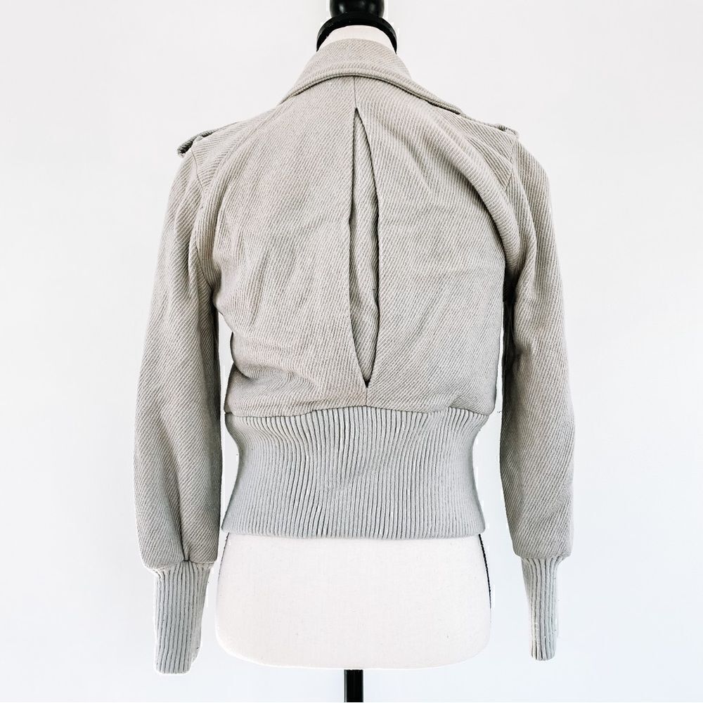 Armani Exchange Gray Beige Wool Blend Double Breasted Collar Bomber Jacket Sz S - Picture 4 of 8